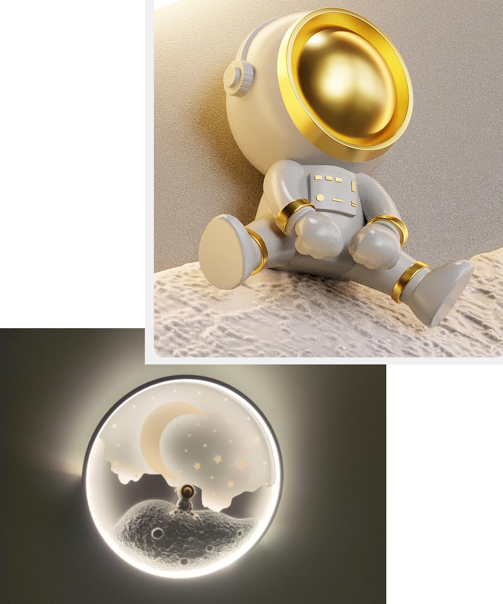 Lampara techo infantil Led Lámpara de Astronauta Galaxia 46W Lámpara de Techo Para Habitación Infantil, Estrellas Iluminación de techo Ø50cm (Modelo C)