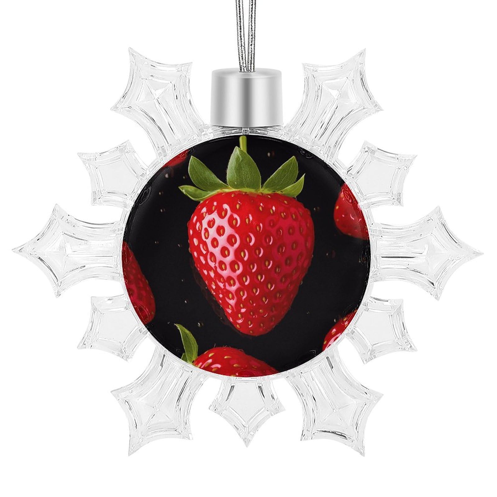 Strawberry Snowflake Decorations,Christmas Decorations，Christmas Indoor Winter Wonderland Decor，Hanging Ornaments for Xmas Tree Winter New Year Party Supplies