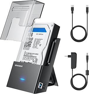 GRAUGEAR G-3502-AC, Hard drive docking station for 3.5 inch, 2.5 inch SATA HDD/SSD, hard drive enclosure, USB 3.0, USAP, USB-C adapter incl