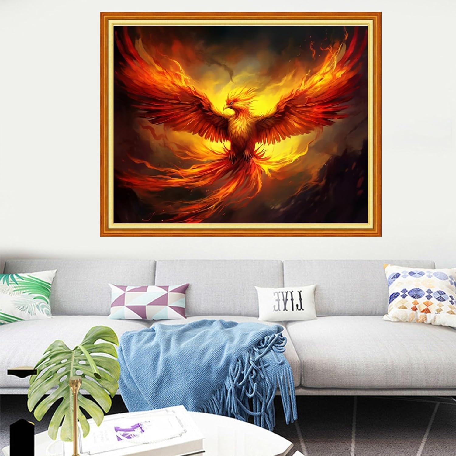 Dooxvey Cross Stitch Kits for Adults Stamped Full Range of Embroidery Starter Kits for Beginners 11CT Printed Cross Stitch Patterns Needlepoint Kits Stamped Crossstitching-Fire Phoenix 16x20 inch