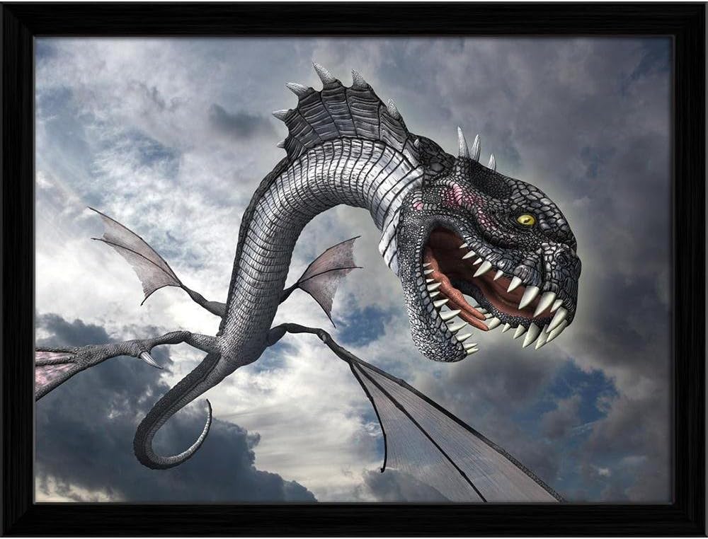 Pitaara Box Snake Dragon | Canvas Painting for Bedroom & Living Room | Black Frame | 27 x 20 inch (69 x 51 cms)