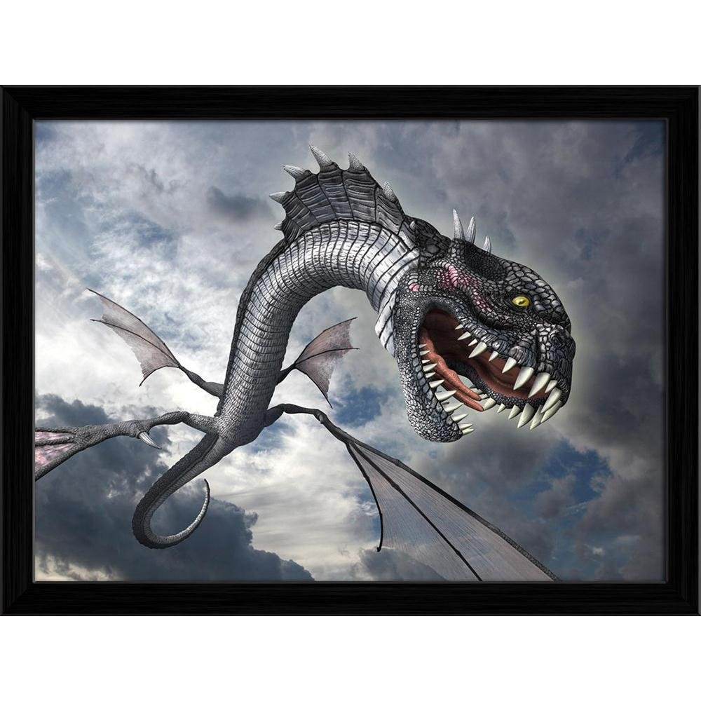 Pitaara Box Snake Dragon | Canvas Painting for Bedroom & Living Room | Black Frame | 27 x 20 inch (69 x 51 cms)