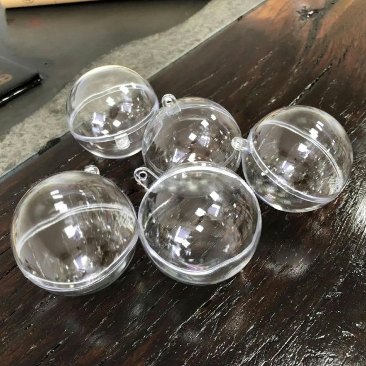 20 Boules de Boules de noël Transparentes, Artisanales, Rechargeables, décoration de Maison, de Mariage, d'arbre de Jardin, Cadeau Suspendu, 8cm