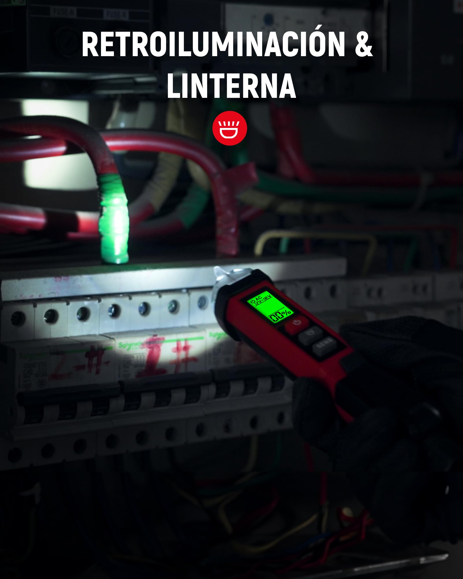KAIWEETS Detector de Voltaje NCV, Probador de Voltaje 12-1000V / 70-1000V AC con Pantalla LCD, Indicador de Señal, Alarma Sonora y Linterna LED, Buscapolos Eléctrico Certificado ETL CAT IV
