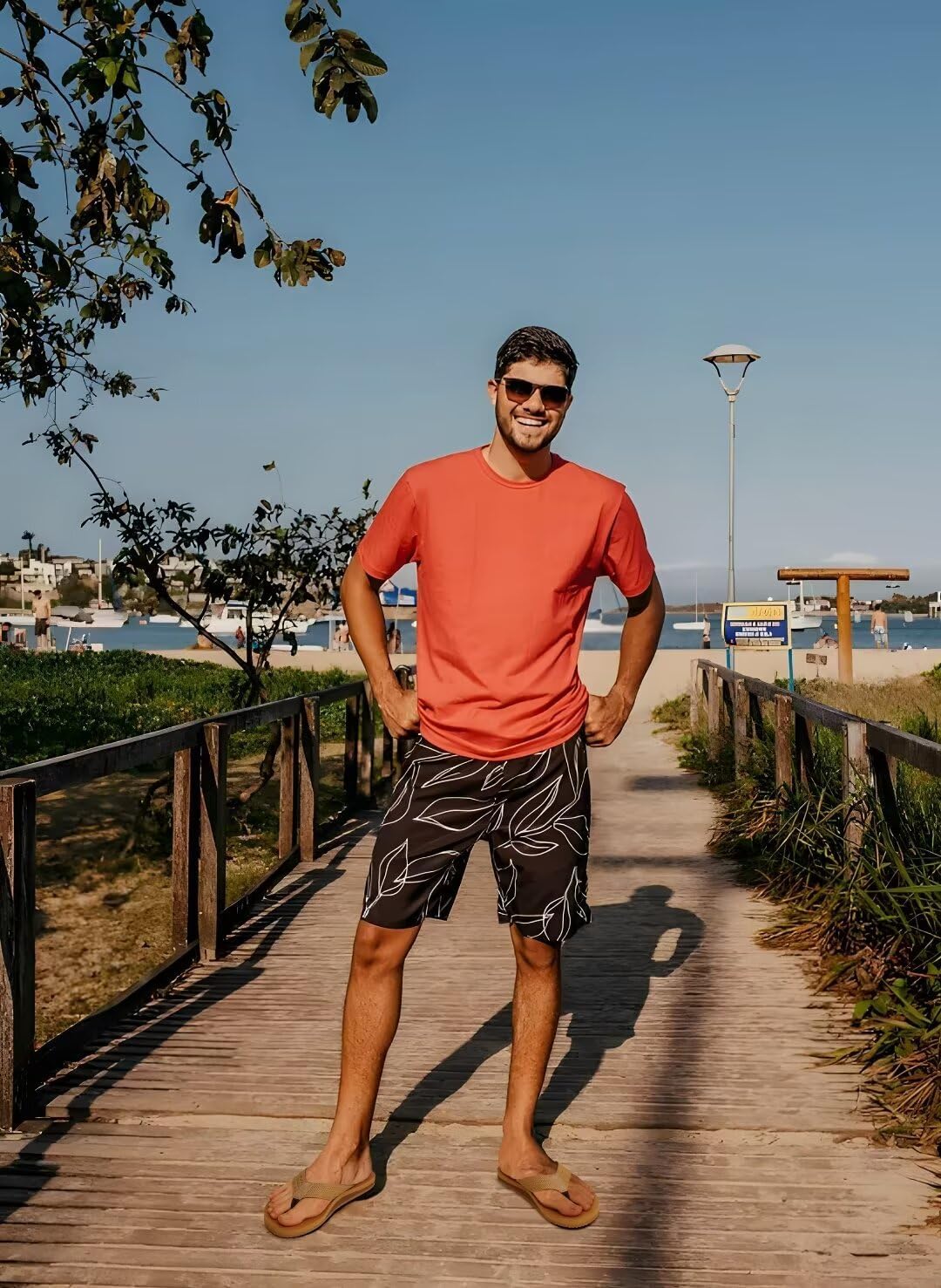 KuaiLu Men's Leather Flip Flops Arch Support Summer Beach Pool Water Thong Sandals Waterproof Rubber Walking Shoes 11 Light Khaki image 2 of 9 B0D546Q6D7