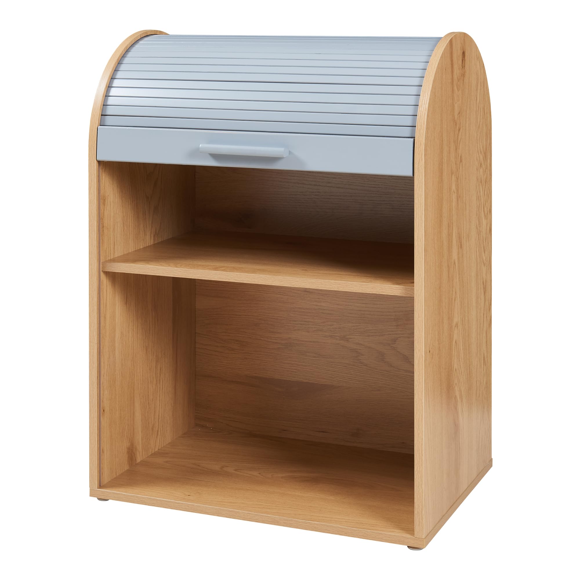 [en.casa] Jalousieschrank Kavlinge Rollladenschrank mit Einer Tür Büro Wohnzimmer Aktenschrank 80 x 60 x 40 cm Bambus/Grau