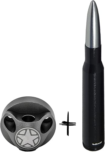 Miniatura 4 de Combo VMS Racing 50 Cal Caliber NEGRO con antena de bala de punta de metal y carcasa de metal cubierta Billet Short de aluminio compatible con Jeep