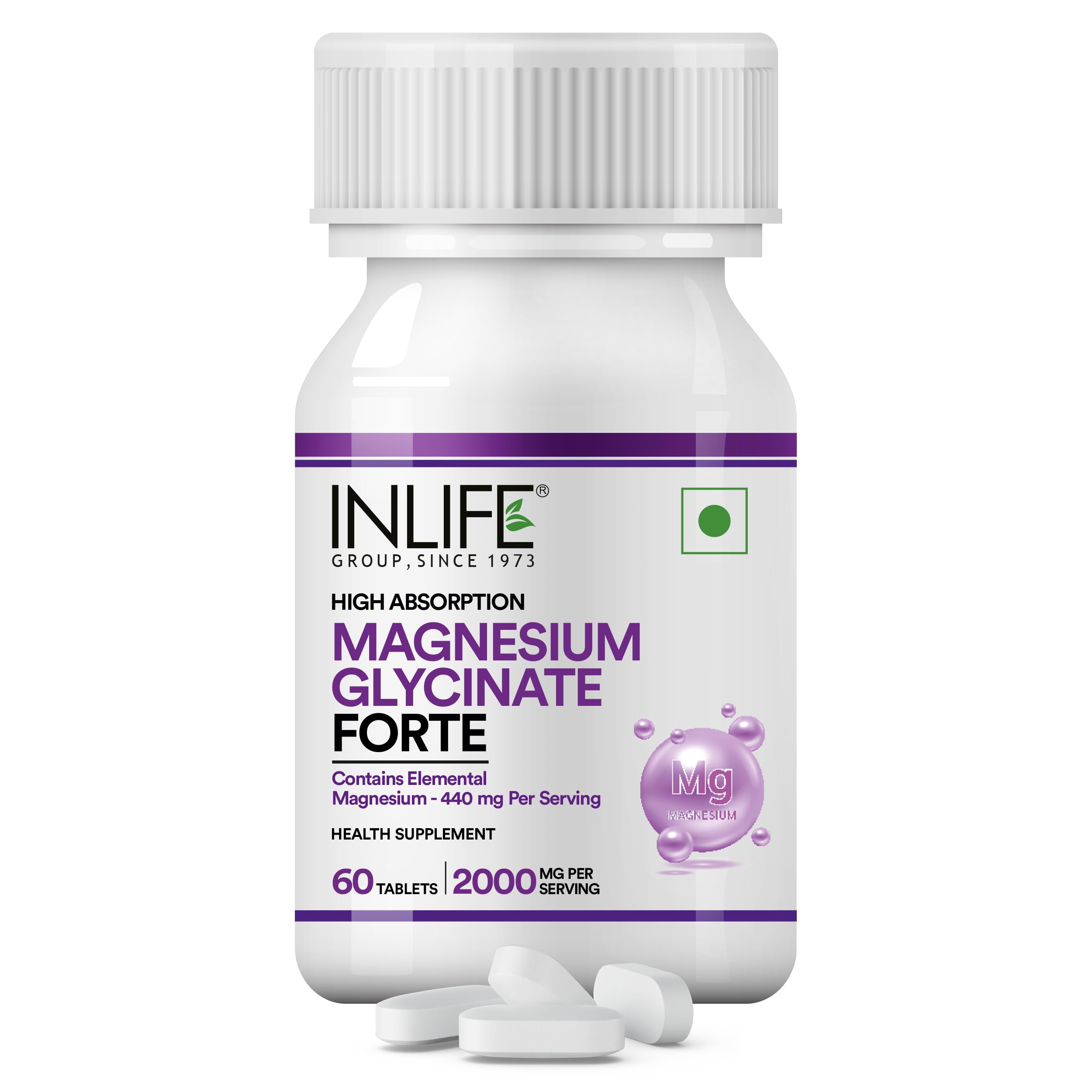 INLIFE Magnesium Glycinate 2000mg Chelated Forte, Bisglycinate Form, Muscle Recovery Sleep & Nerve Health, Men Women, 60 Tablets (Pack of 1, 60, count)