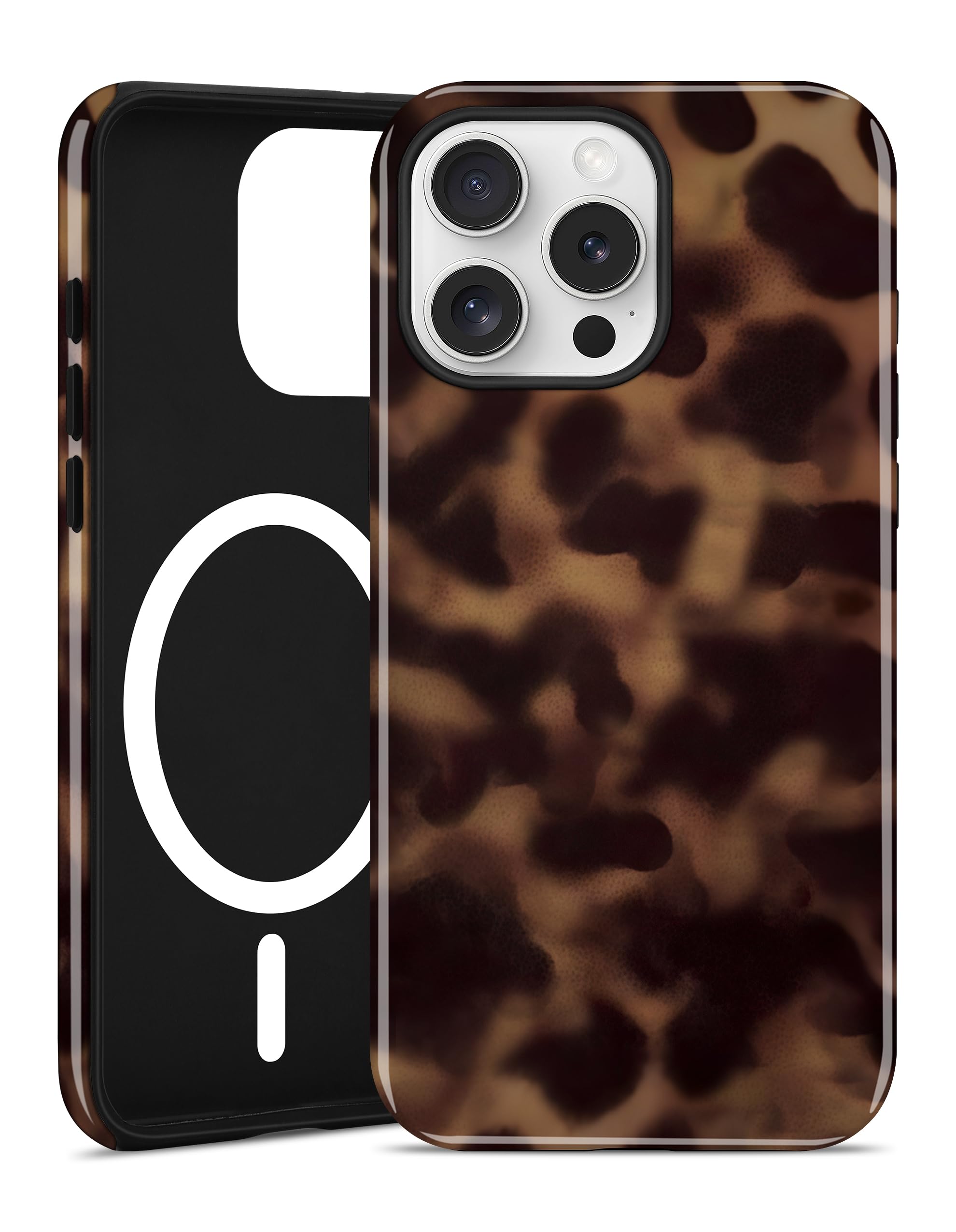 Magnetic Tortoise Shell Phone Case for iPhone 15 Pro Max Compatible with MagSafe Cute Aesthetic Leopard Print Soft
