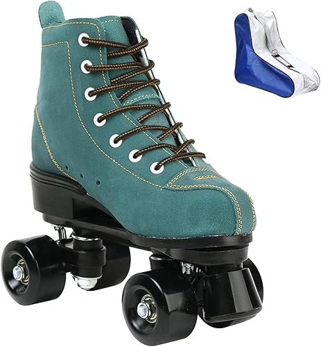 Roller Skates for Women Men High-top Roller Skates Four Wheels Roller Skates Shiny Roller Skates for Girls Boys with Shoes Bag
