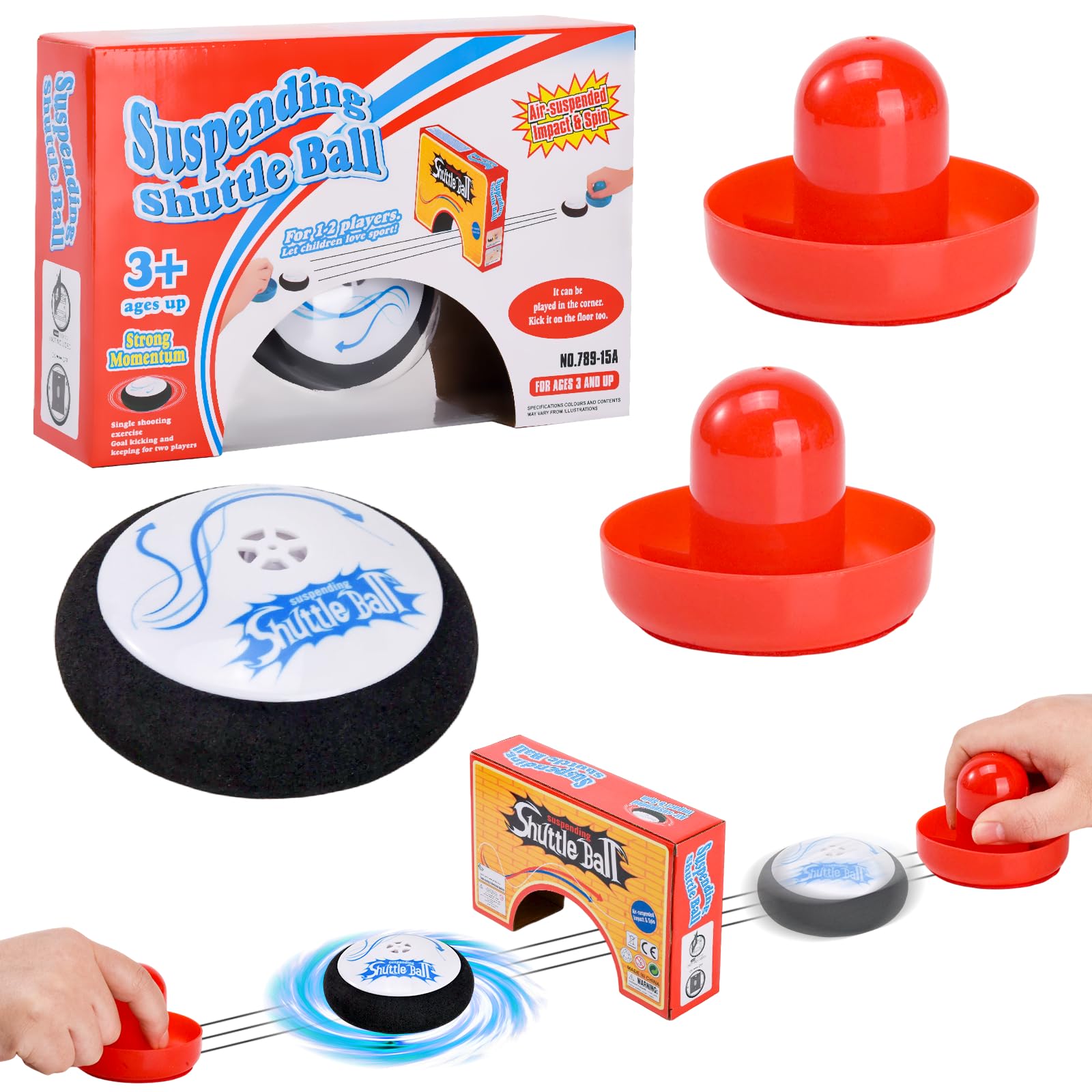 Air Hockey Hover Puck, Portable Air Hockey con 2 Spingere per hockey ad aria rossa, giocattolo da hockey per interni ed esterni, gioco simulato di hockey per bambini adulti