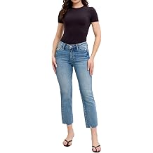 Judy Blue Mid Rise Vintage Wash Destroy Hem Kick Flare, Inseam 26"