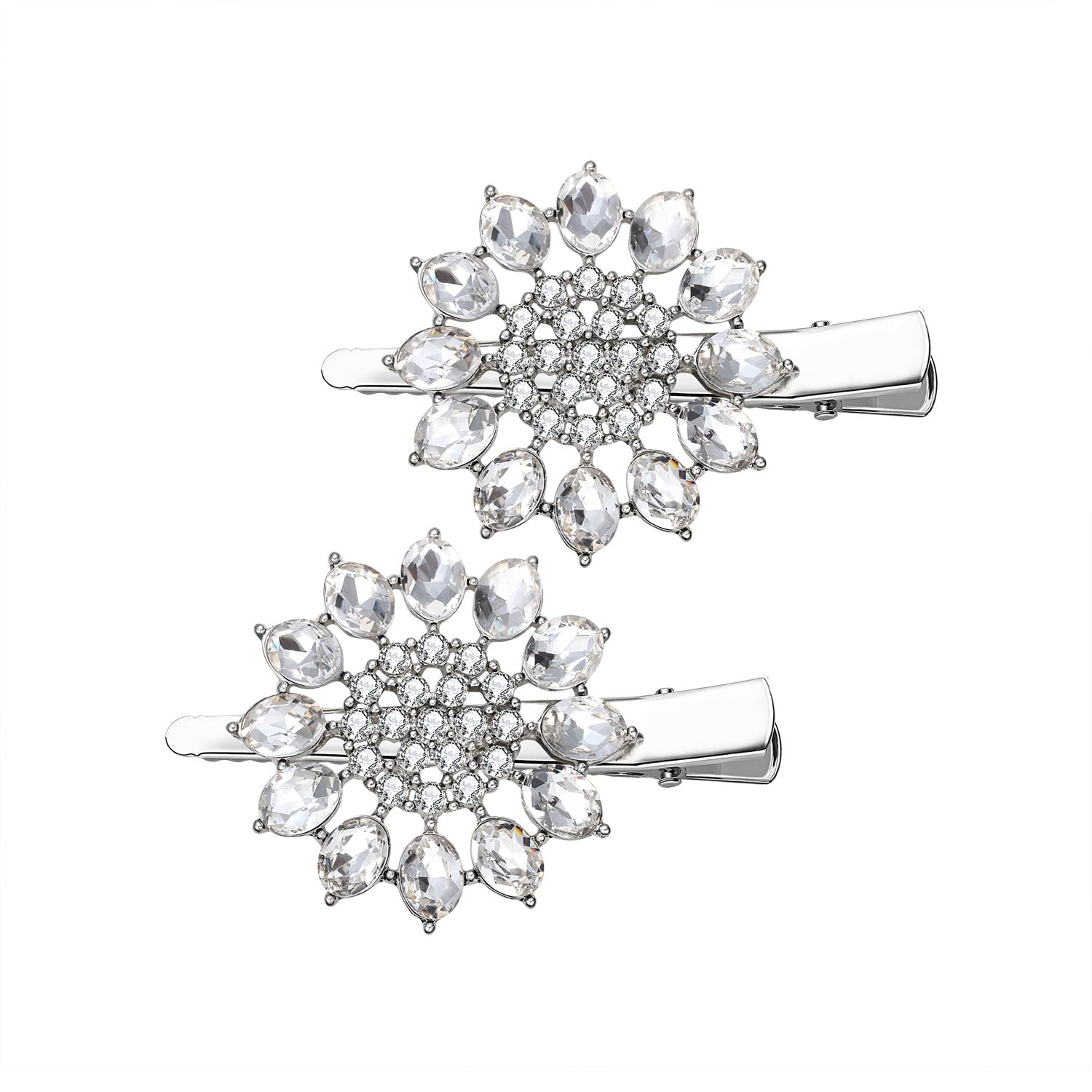 Crystal Hair Clips Large Sparkle Rhinestone Flower Design