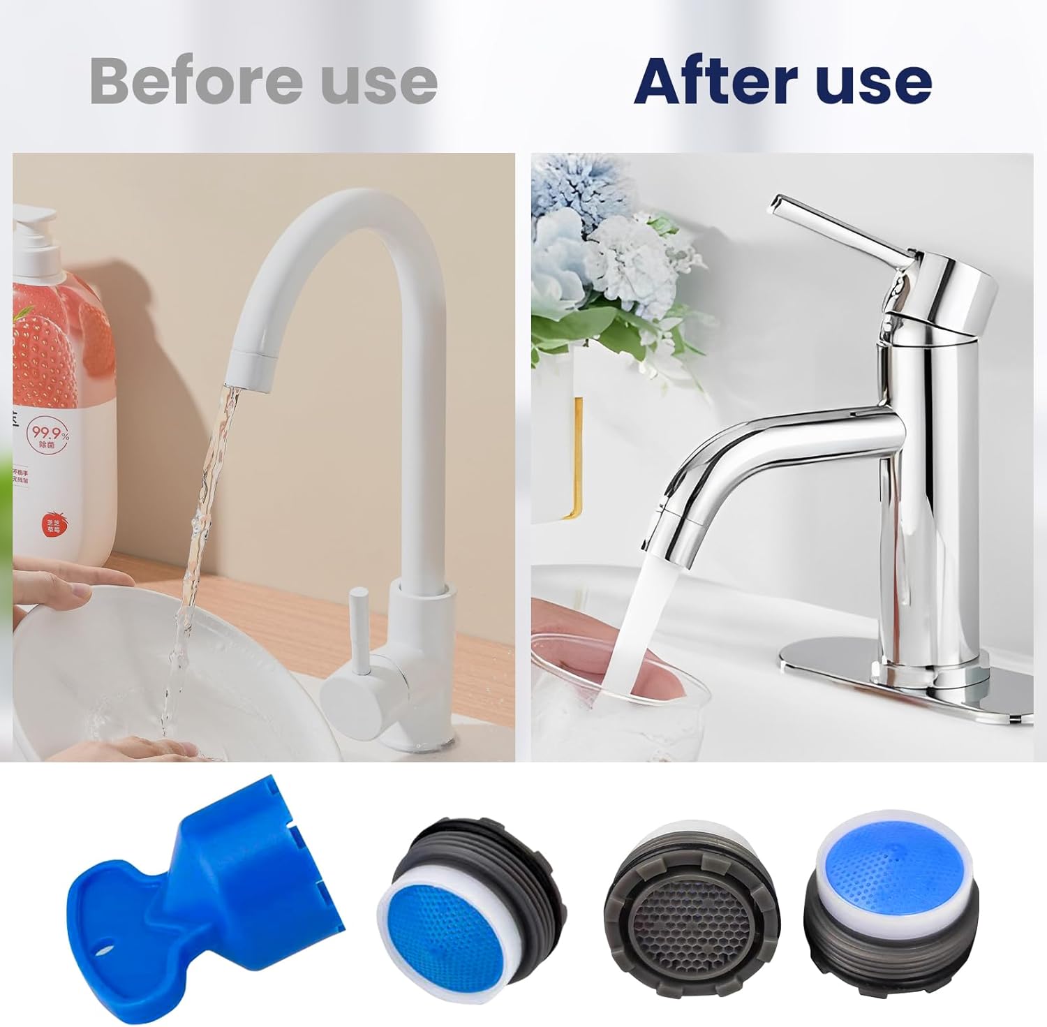 Bathroom Faucet Aerator for Moen 137401 Eco-Performance Aerator, 1.5 gpm Faucet Aerator, Faucet Flow Restrictor Service Kit with Aerator Key(18.5MM) (1)