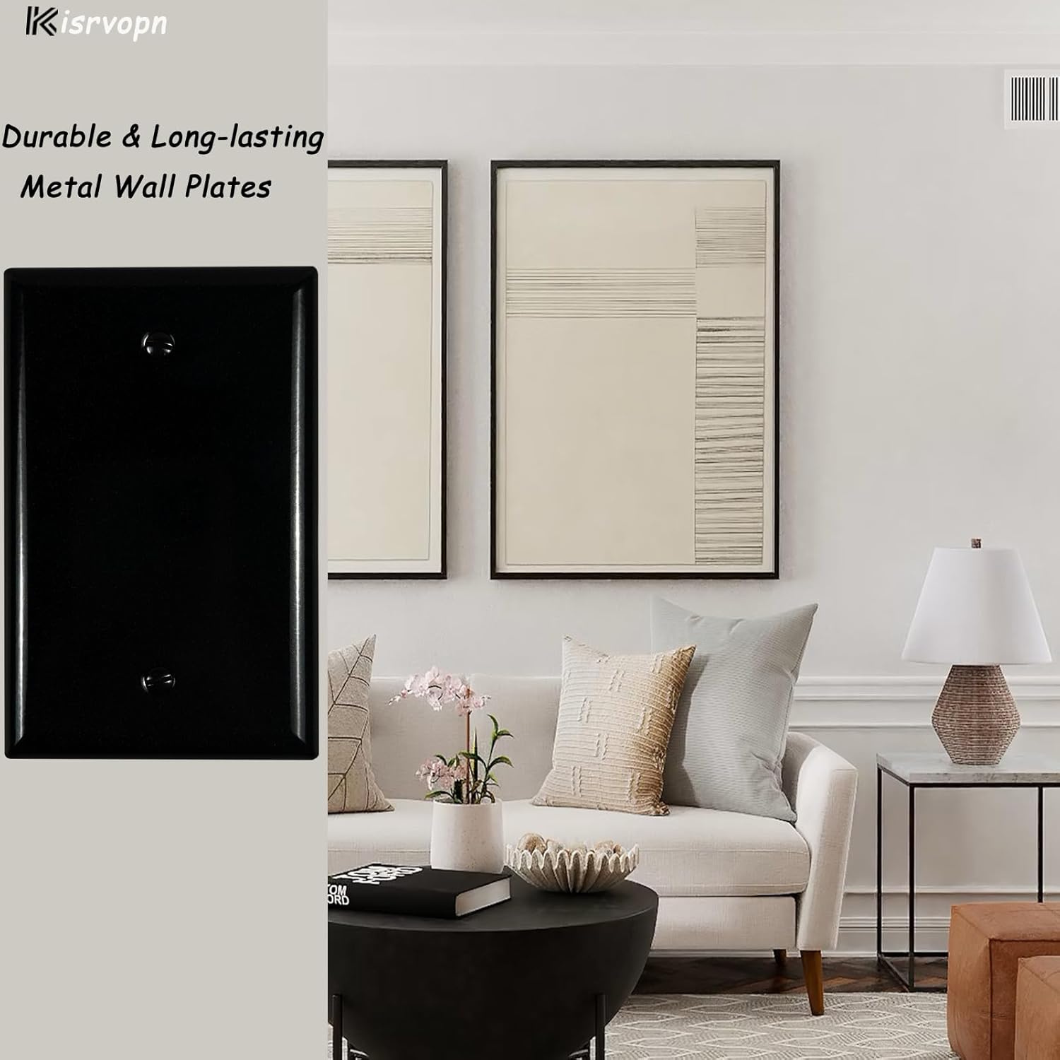 Metal Electrical Outlet Covers, Light Switch Cover Wall Plates, Mid Size Thicker Switch Plates, Wall Plate of Various Styles for Indoor and Outdoor Cosmic Black (1 Gang Blank 4 PK)