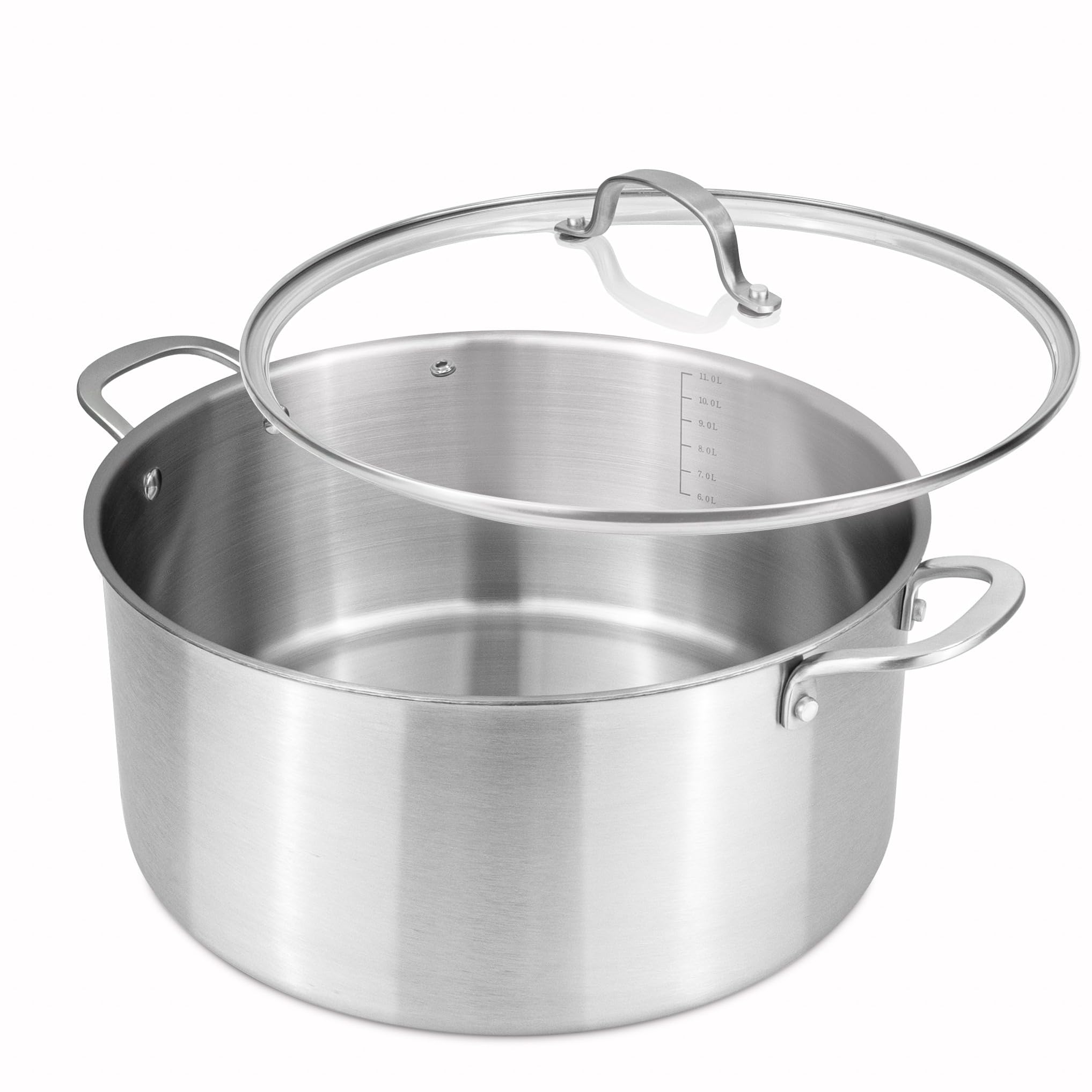 Stainless Steel Cooking Pot β Induction Hob Stockpot with Glass Lid β Oven Safe Non Stick Dutch Oven β 32cm 11.8L β by Nuovva