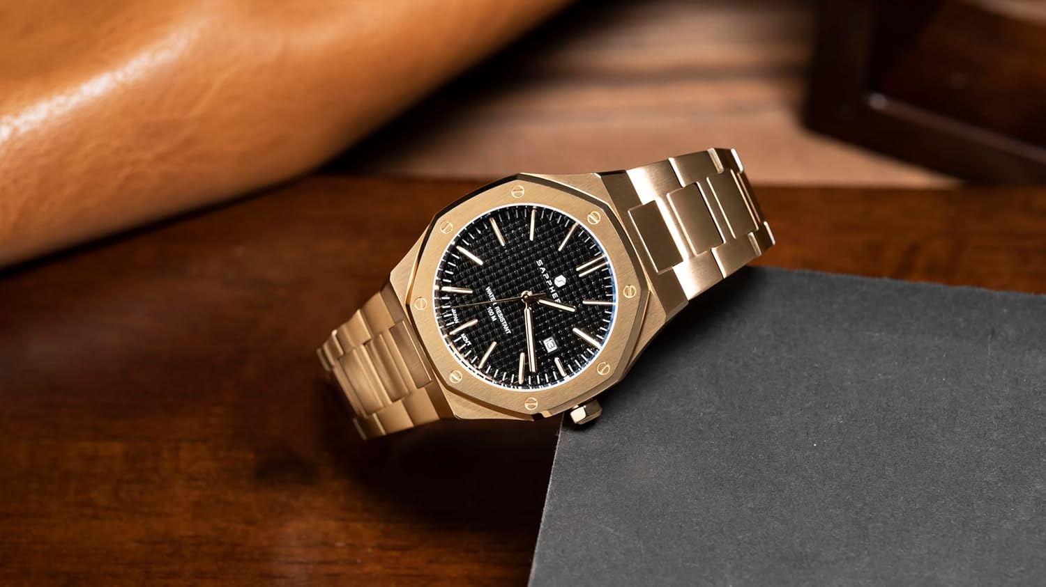 SAPPHERO Men's Watch Octagonal Stainless Steel Luminous Wristwatch Luxury Analog Quartz Watch for Men with Date Elegant Mens - Image 7