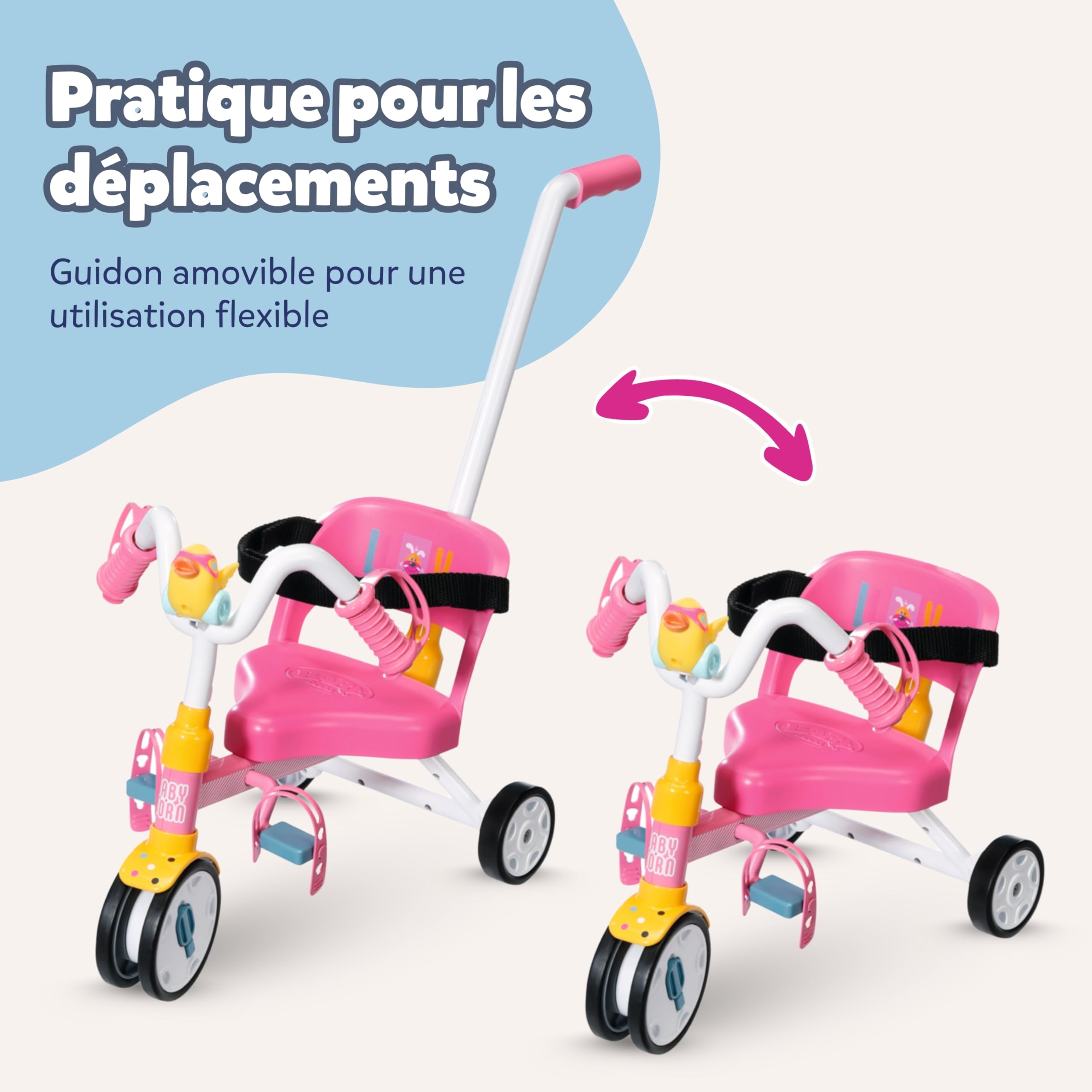 Baby Born Tricycle avec Barre de poussée - Trike avec Roues fonctionnelles et Ceinture de sécurité - Accessoire pour Toutes Les poupées de 36 cm et 43 cm - Convient aux Enfants dès 3 Ans