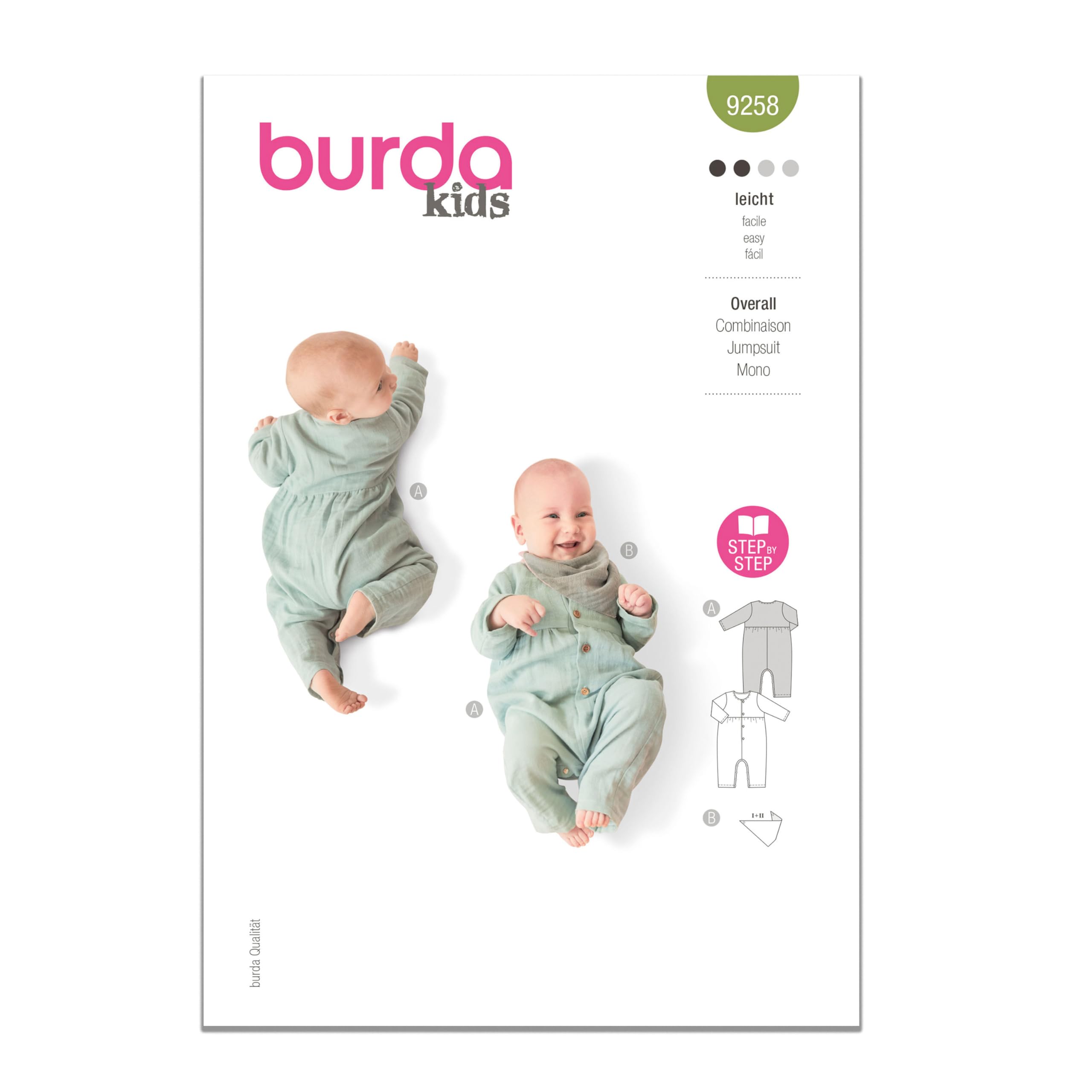 Burda Paper Sewing Pattern 9258 Jumpsuits 1M-3 (56-98)