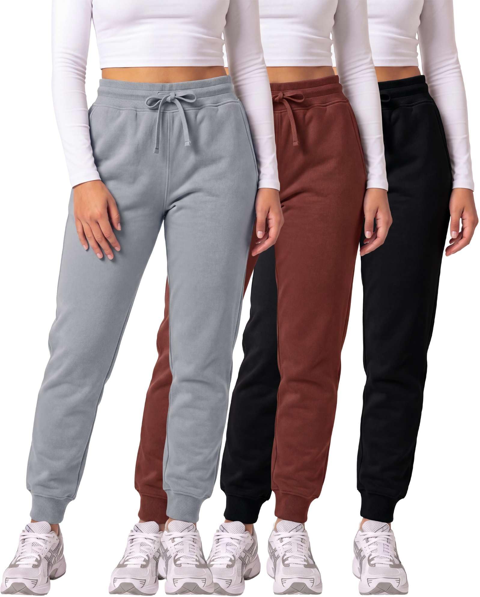 3 Pack Women's Fleece Joggers Sweatpants Lounge Pants Sweats Casual Pockets
