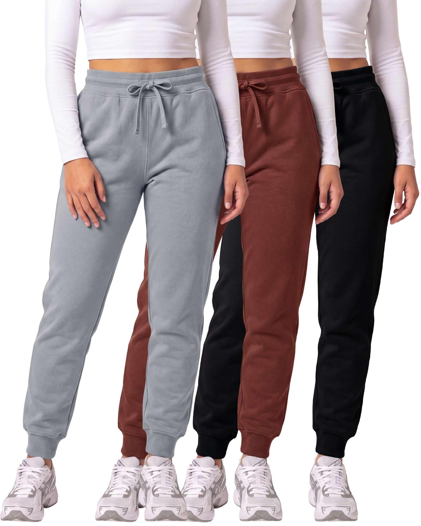 3 Pack Women's Fleece Joggers Sweatpants Lounge Pants Sweats Casual Pockets