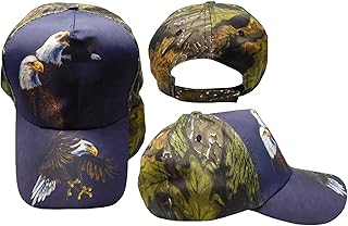 USA American Bald Eagle Shadow Blue and Real Tree Camo Camouflage Printed Acrylic Adjustable Baseball Hat Cap