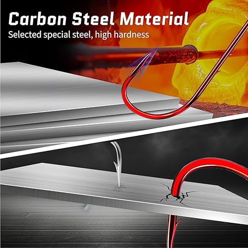 Miniatura 10 de FishTrip Ganchos de pesca compensados para cebo - 100 piezas anzuelo de pescado doble púavástago largoojo cerradonegro para aparejos de pesca agua