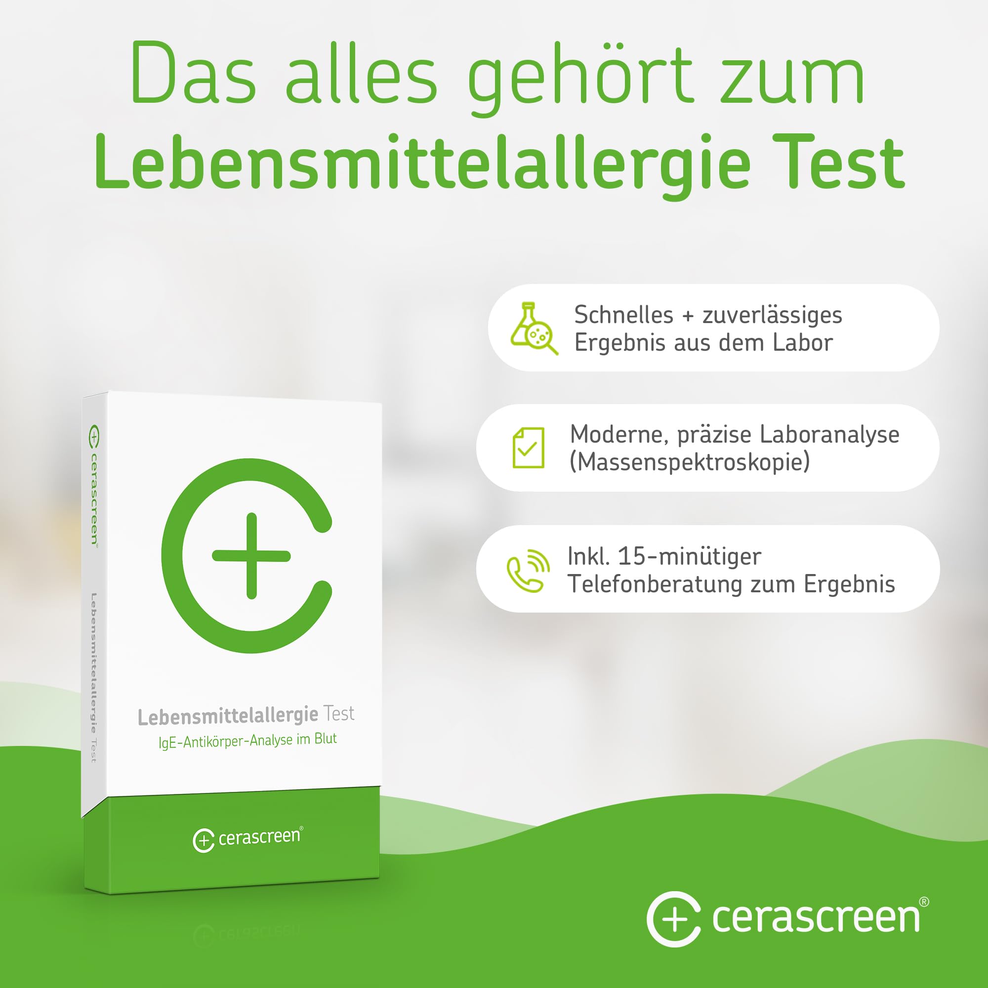 Lebensmittelallergie Test von CERASCREEN - IgE-Analyse von 44 Lebensmitteln Testkit für Zuhause | Allergien prüfen | Zertifiziertes Labor & detaillierter Ergebnisbericht