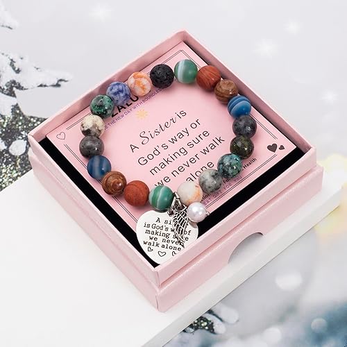 Miniatura 2 de Pulsera para hermanas, regalo de hermana de hermana, celebra la hermandad, un compañero eterno para el viaje de la vida, pulsera de piedra natural,