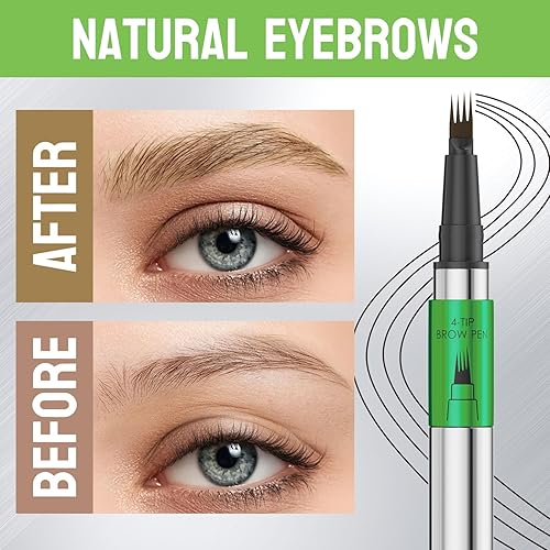Miniatura 7 de Bolígrafo de cejas de 4 puntas, resistente al agua, con punta de microhorquilla, efecto 3D natural, fórmula a prueba de manchas de larga duración,