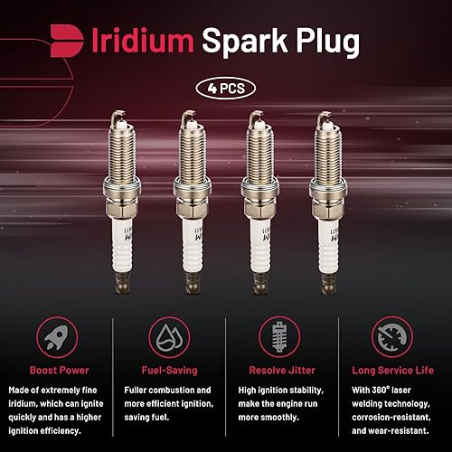 Miniatura 4 de BDFHYK Juego de 4 bujías de iridio dobles compatibles con Nissan 2009-2019, compatible con Infiniti 2007-2019, compatible con Suzuki 2009-2012
