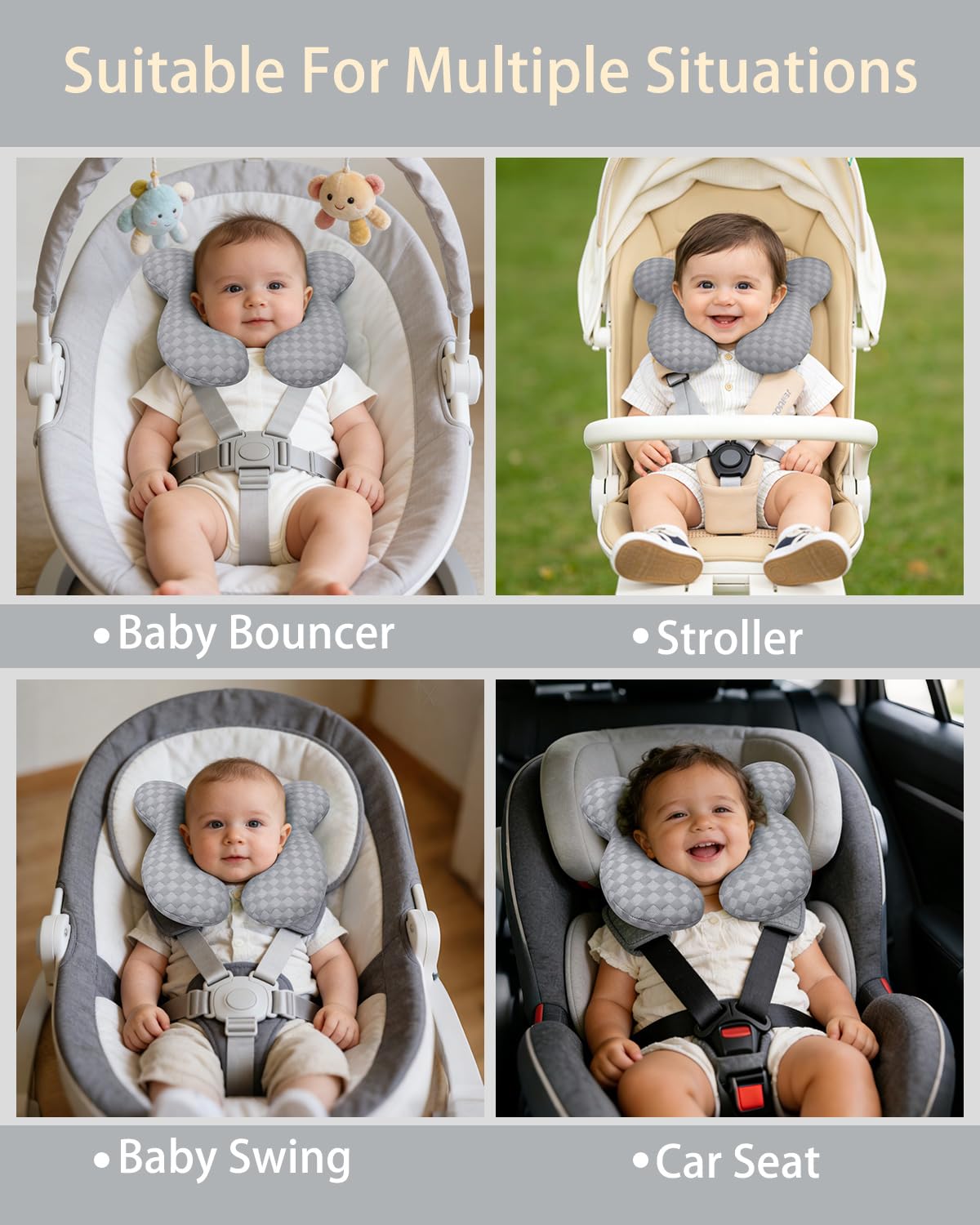 KAKIBLIN Baby Travel Pillow, Upgraded Baby Neck Pillows for Car Seat