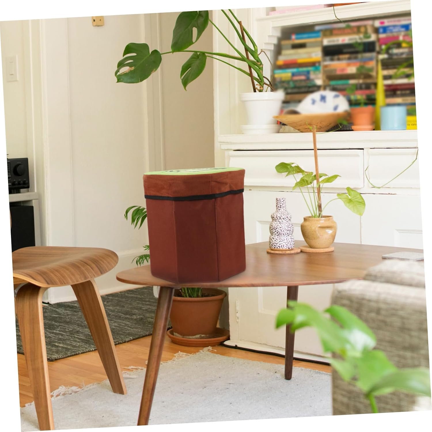 Small Fruit Storage Box Stool Decorative Storage Bin Lids Folding Footstool for Living Room Bedroom Random Style