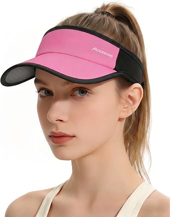 Acozycoo Sports Sun Visors for Women Men, Hard Brim UV Protection Visor Hat, Cooling Cap for Golf Tennis Running