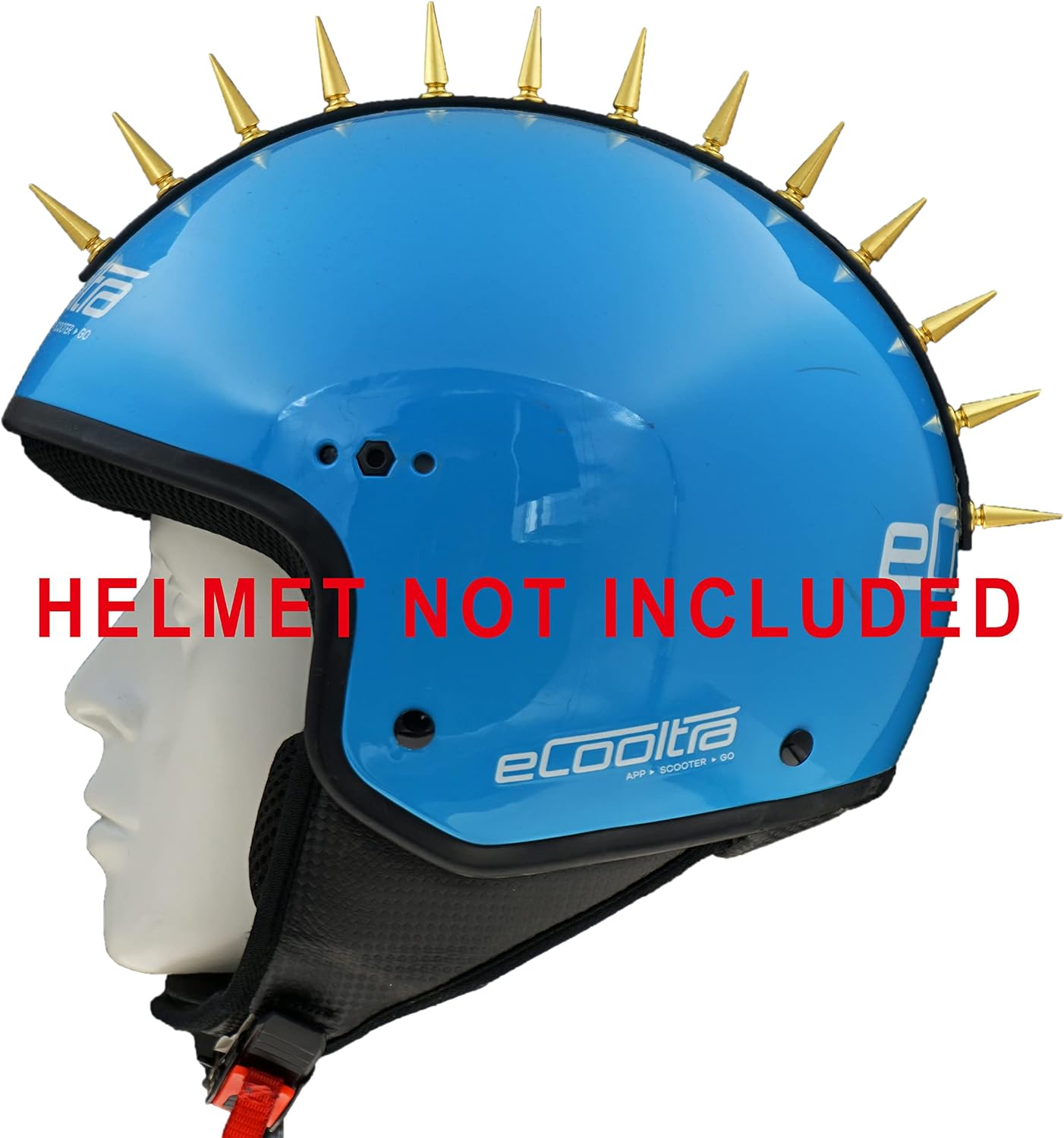 Marskeleton Punk Mohawk Adhesive PU Leather Strip with Metal Bullet Cone Spikes Studs for Helmet (Gold Studs #01), GLOD