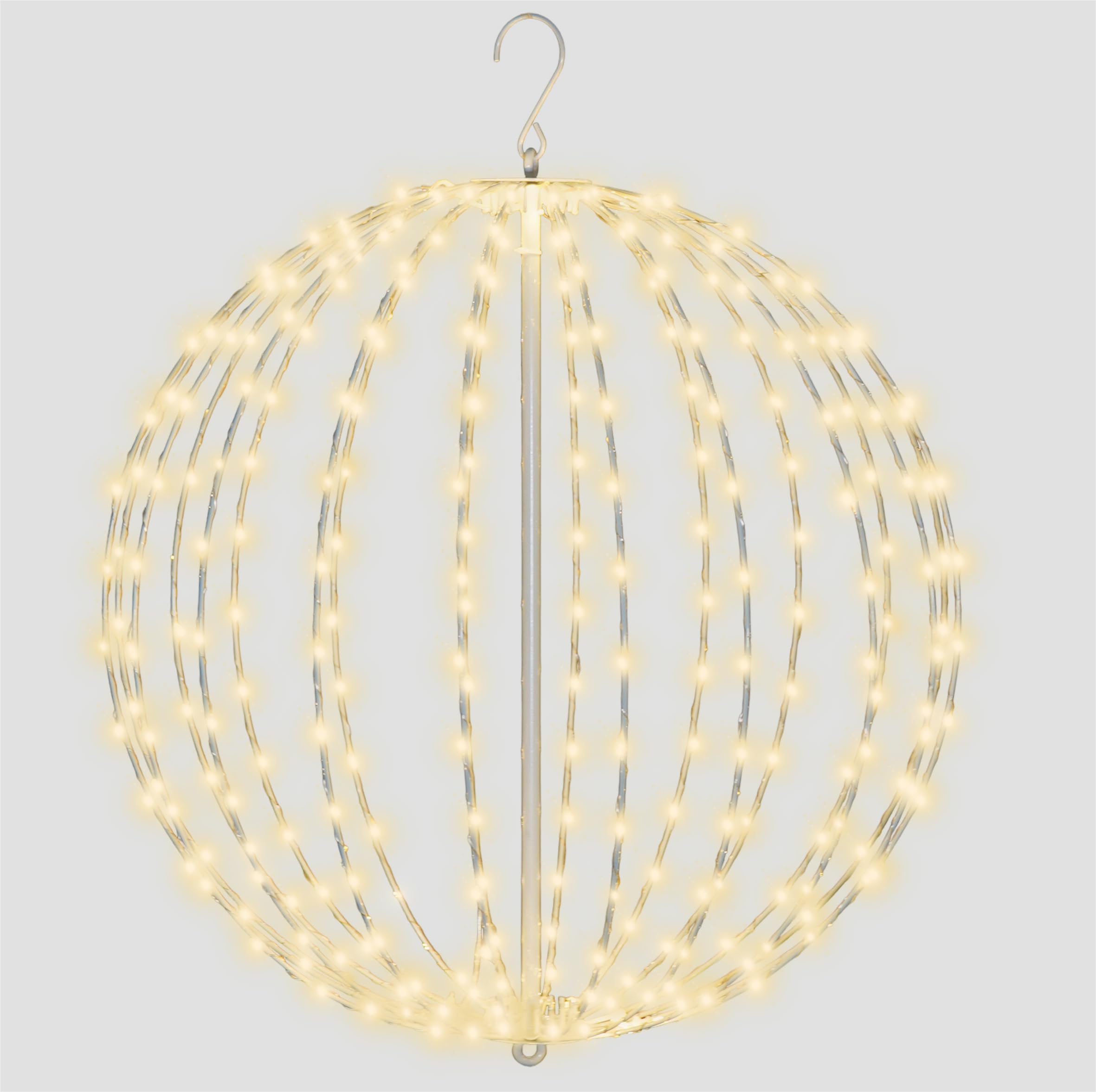 XMAS HAUS Pre Lit LED Sphere with Micro LEDs, 5m Lead, Timer, Hanging Points, White Frame for Indoor and Outdoor on Porches, Ceilings. Brackets, Branches for Christmas Decorative Festive Lighting