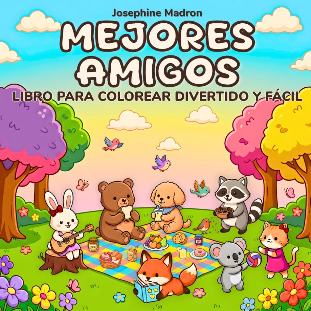 Mejores Amigos: Libro para colorear para adultos y adolescentes con diseños sencillos y fáciles, protagonizados por animalitos amigos, divertidas ... a la calma, la creatividad y la relajación