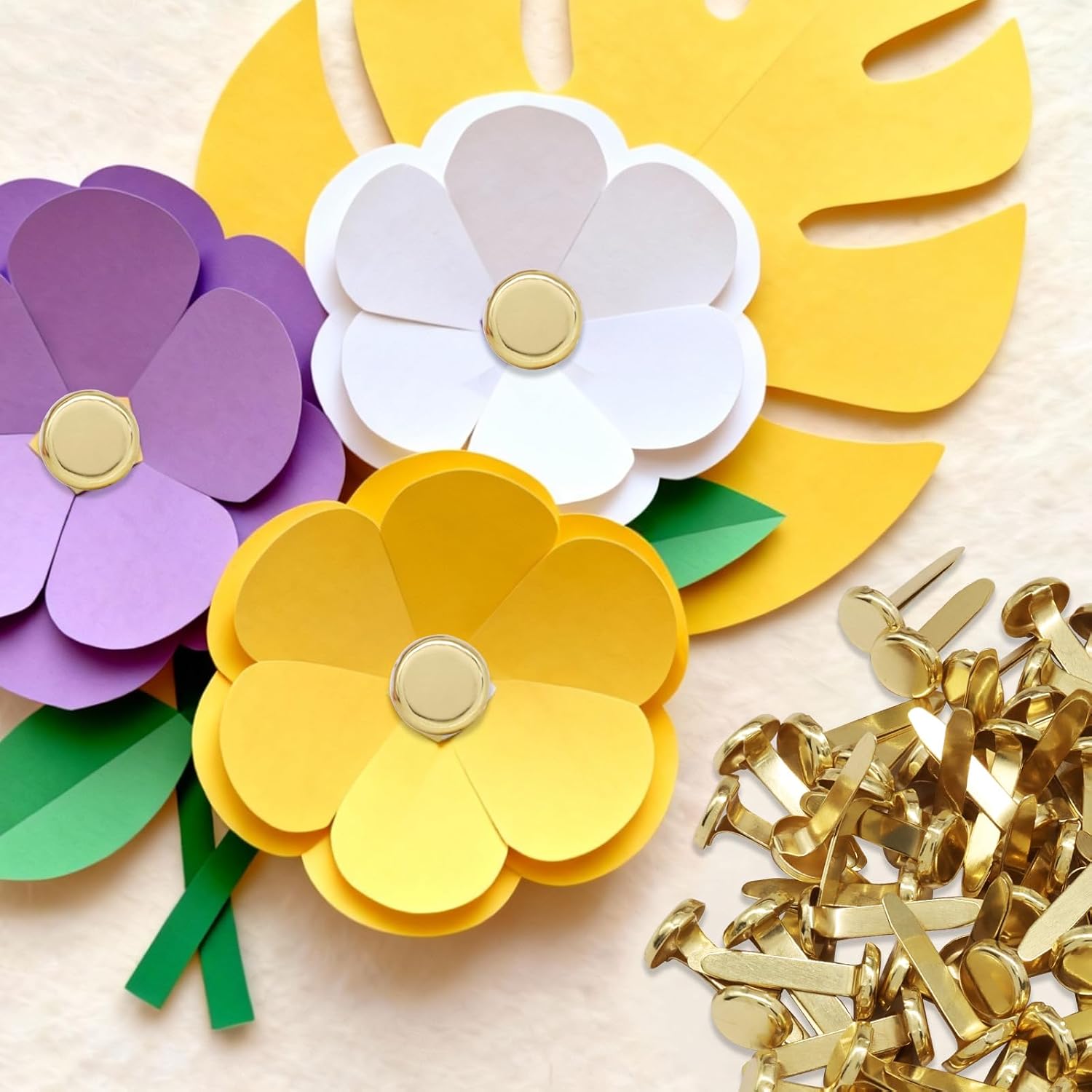 Wawory 500 Pcs Brads for Paper Crafts Brass Paper Fasteners Metal Round Brass Brads for Crafts Making DIY