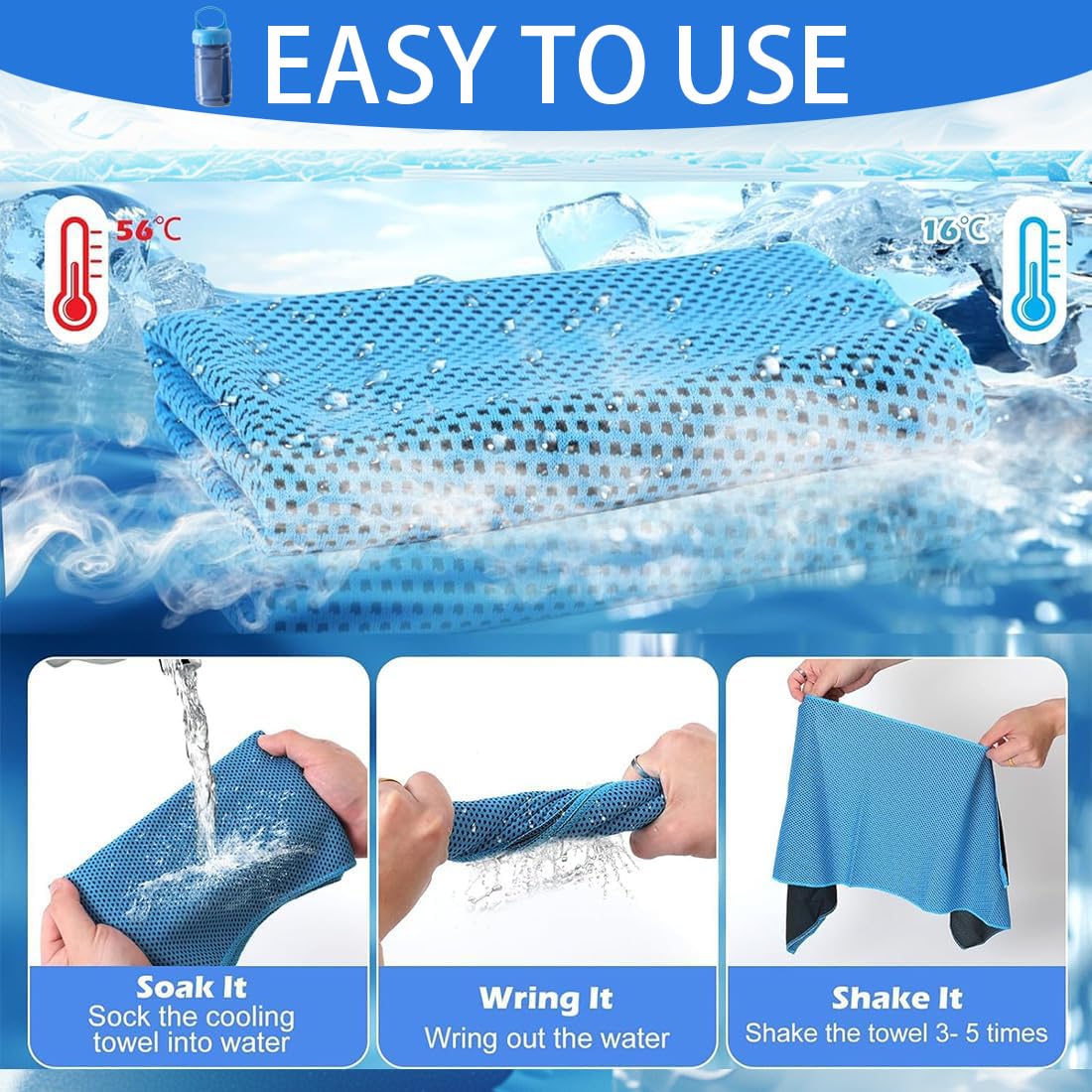 Kühlendes Mikrofaser-nackenhandtuch, Weich, Atmungsaktiv, Schnelltrocknend, Hält Kühl, Ideal Für Heißes Wetter, Yoga, Golf, Fitnessstudio, Laufen, Outdoor-Sportarten, 8 Pcs M