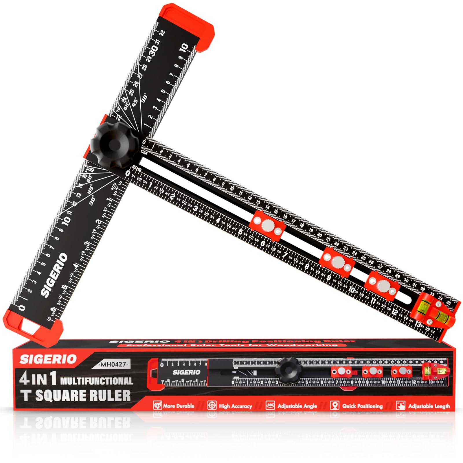 2-in-1 boren positionering liniaal, kabinet hardware mal (zwart, 15