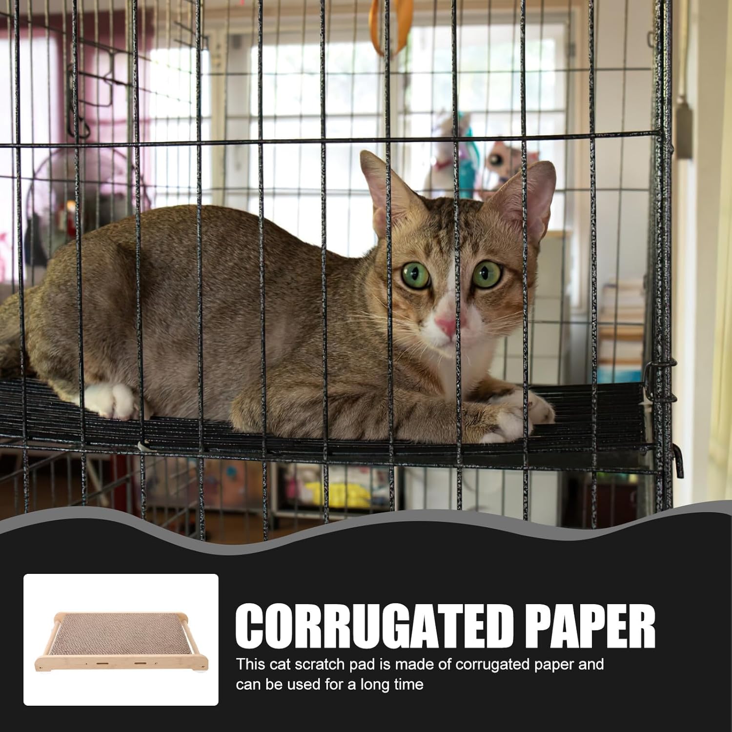 Large Cat Scratching Board and Corrugated Paper Cat House with Frame for Furniture Protection