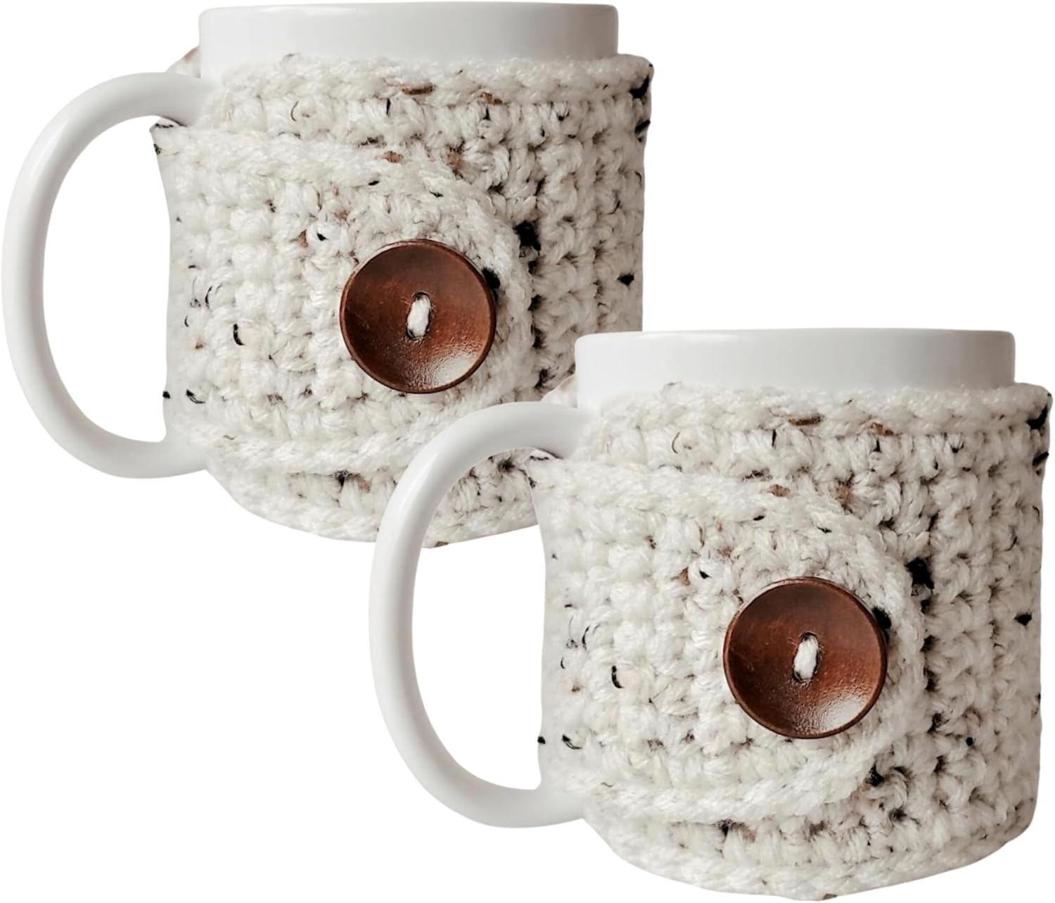 Nandys Nook Oatmeal Tea Cup Cozies, Cozy Coffee Gift, Set of Two Fall Covers for Mugs