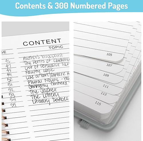 Miniatura 2 de Forvencer Cuaderno rayado en espiral con 300 páginas numeradas, diarios gruesos A5 para escribir con papel de 3.53 ozm, cuadernos de tapa dura con