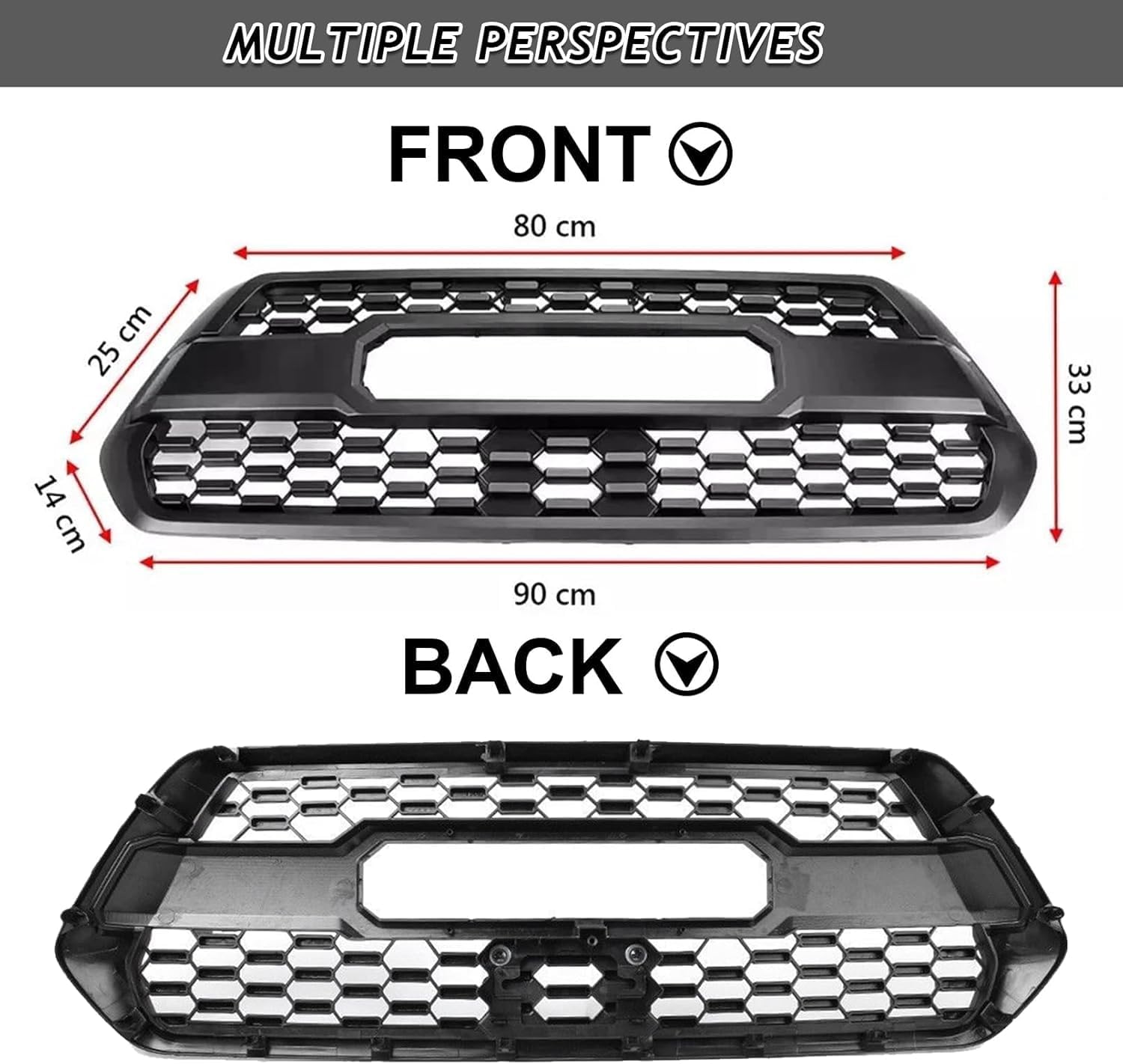 Front Front Radiator Grille Assembly Fit For 2016-2023 Toyota Tacoma Front Bumper Grille & Outer Frame Surround & Bracket Holder Shell Replacement Accessories Matte Black