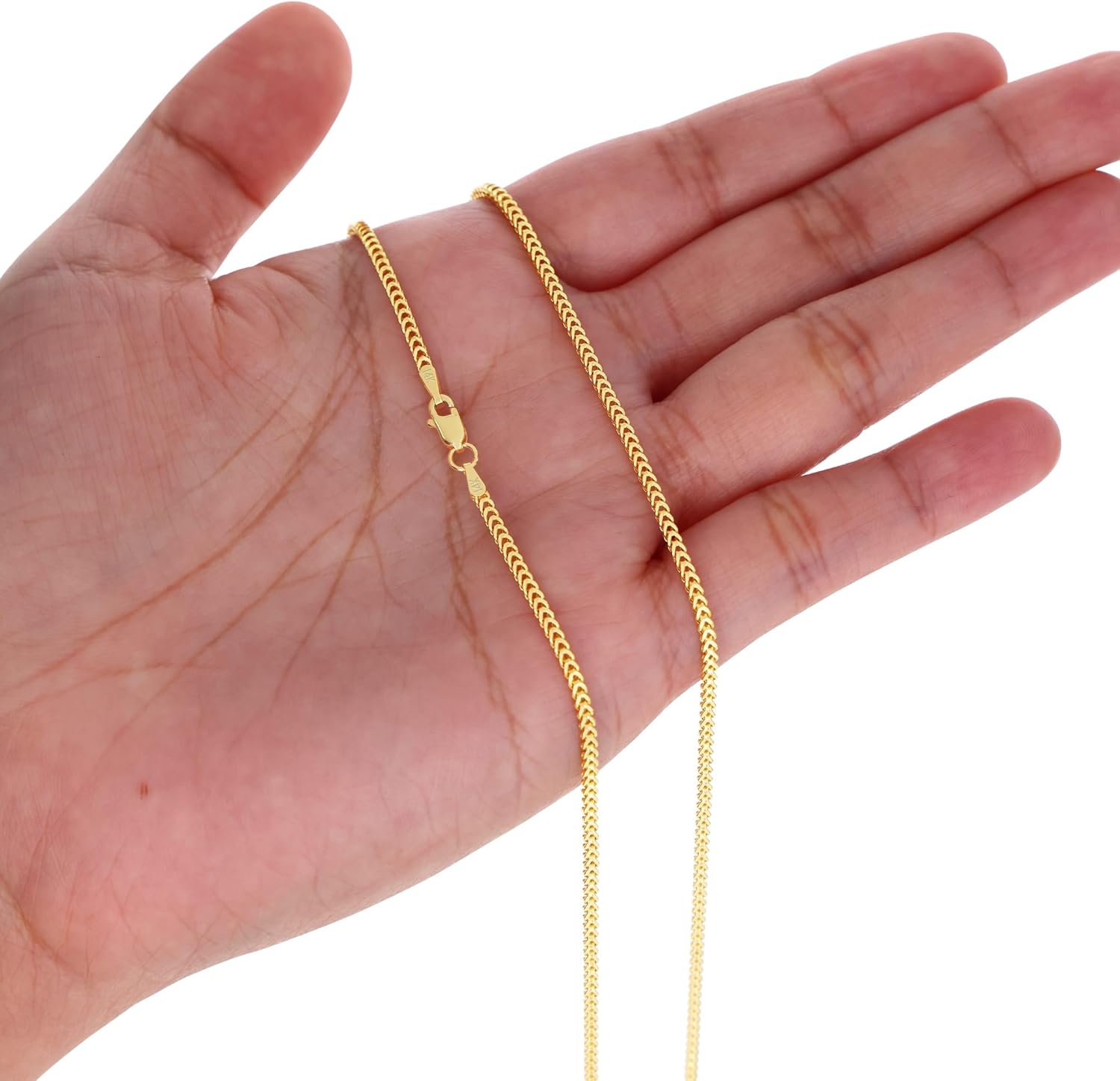 Nuragold 14k Real Yellow Gold Franco Square 2mm Box Chain Wheat Chain Bracelet or Anklet (7"-9") Dainty Italian Jewelry for Men & Women - Image 4