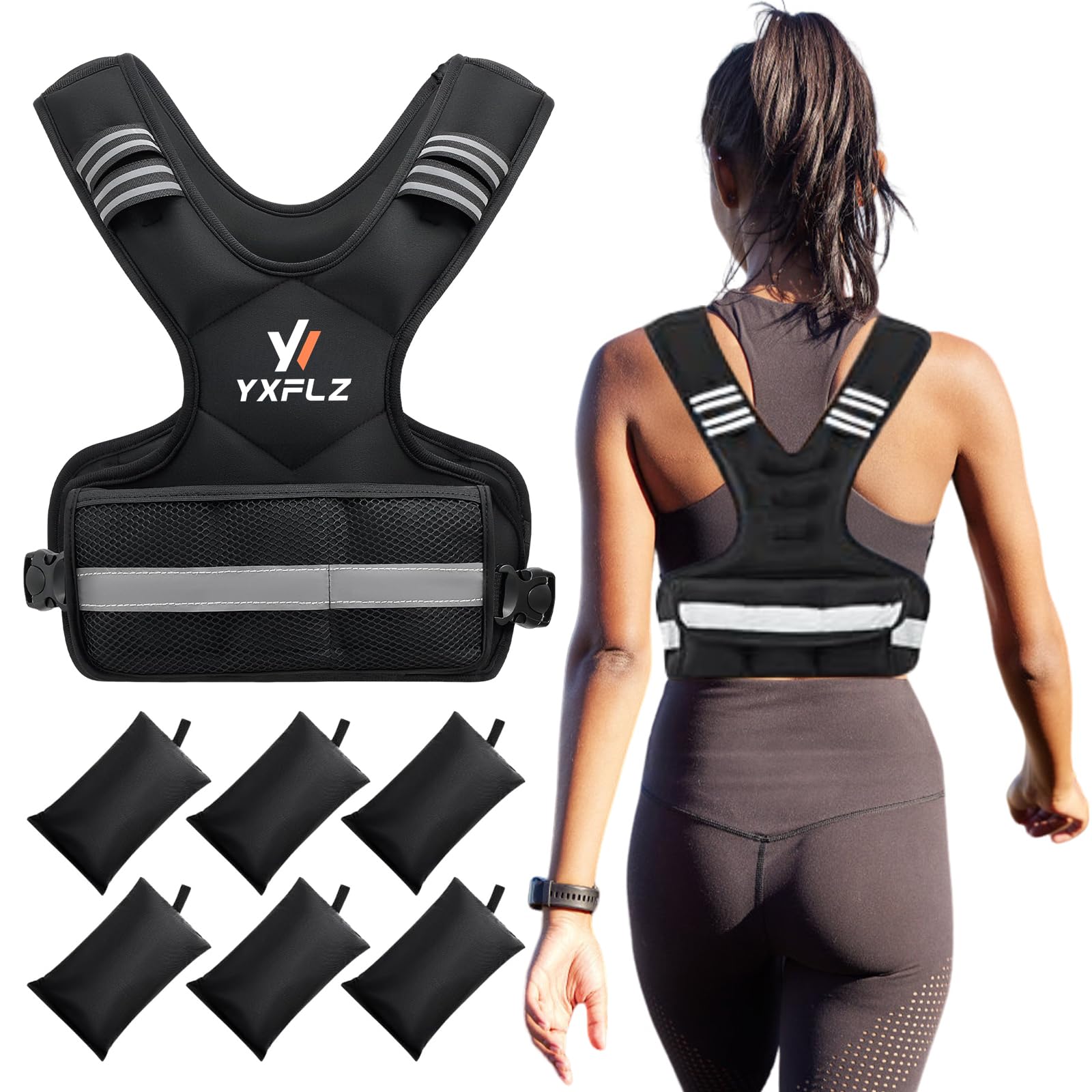 Weighted Vest Adjustable 4-32 Lbs - Yxflz Fitness Vest With 6 Iron
