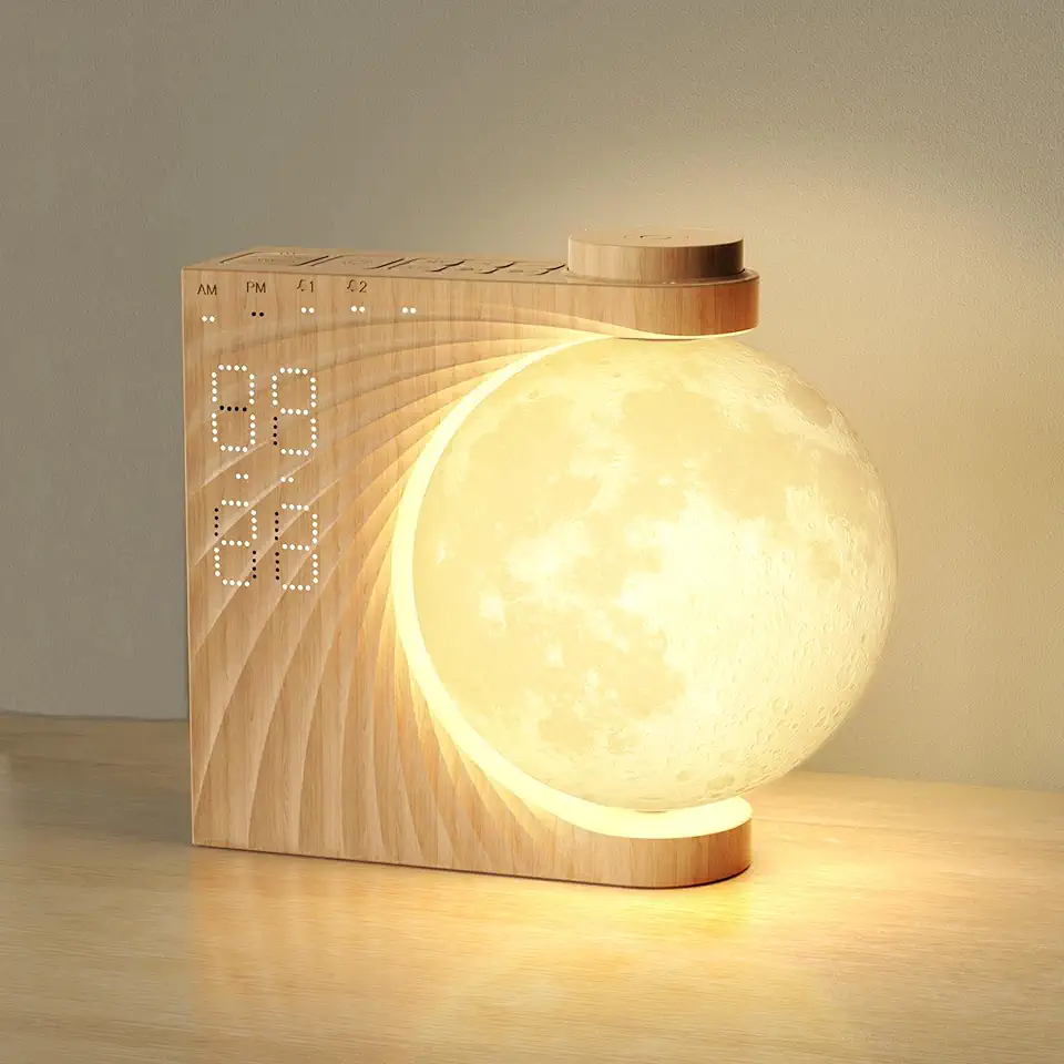 Routine matinale aesthetic 2026 : 50 produits pour transformer ton reveil Lampe de Lune avec 2 Réveil Lumineux, Eveil Lumière LED, Reveil Simulateur d'aube, Réveil