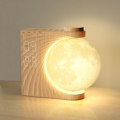 Lampe de Lune avec 2 Réveil Lumineux, Eveil Lumière LED,