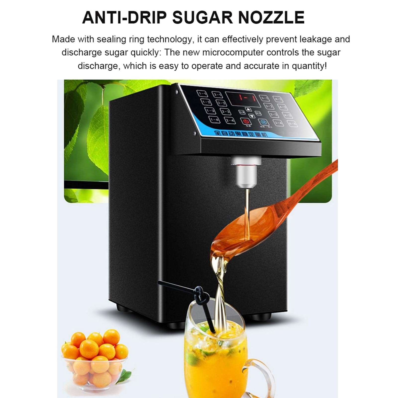 LYDZUSDP Fructose Quantitative Machine,Automatic Fructose Dispenser,8.5L Bubble Tea Equipment Sugar Syrup Dispenser,304 Stainless Steel Liner