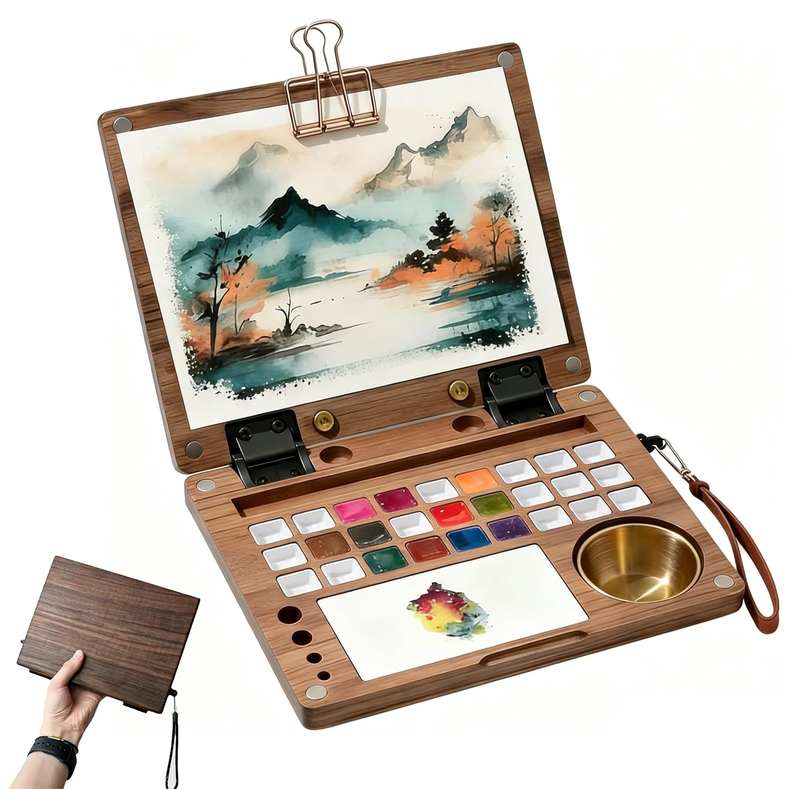 Paleta de acuarela portátil para artistas y principiantes que pintan al aire libre